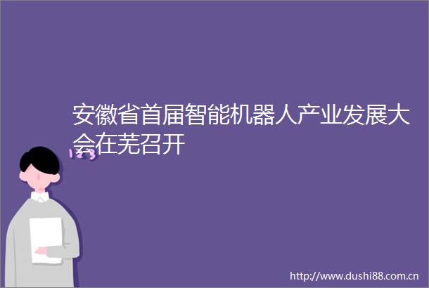 安徽省首届智能机器人产业发展大会在芜召开