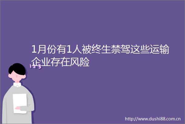1月份有1人被终生禁驾这些运输企业存在风险