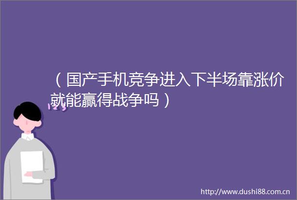 （国产手机竞争进入下半场靠涨价就能赢得战争吗）