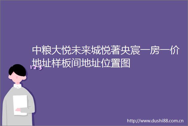 中粮大悦未来城悦著央宸一房一价地址样板间地址位置图