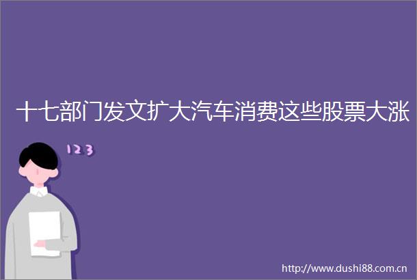 十七部门发文扩大汽车消费这些股票大涨