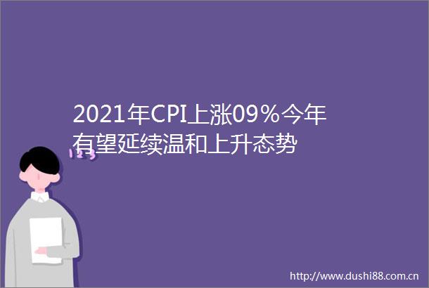2021年CPI上涨09％今年有望延续温和上升态势