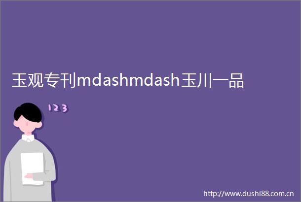 玉观专刊mdashmdash玉川一品