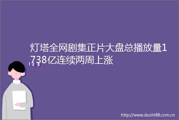 灯塔全网剧集正片大盘总播放量1738亿连续两周上涨