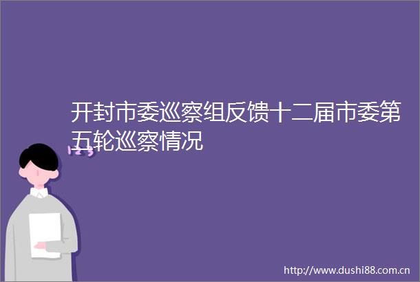 开封市委巡察组反馈十二届市委第五轮巡察情况