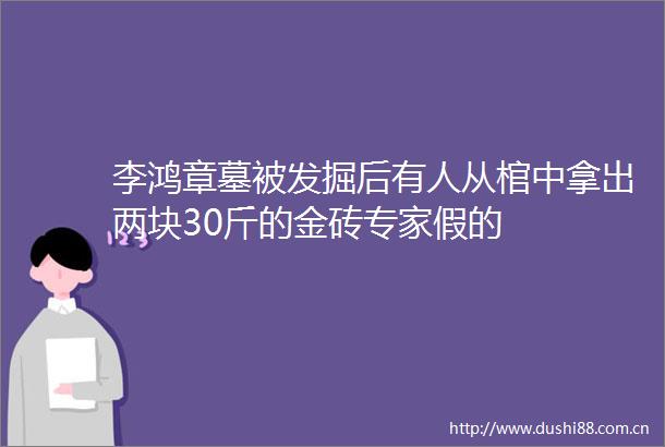 李鸿章墓被发掘后有人从棺中拿出两块30斤的金砖专家假的