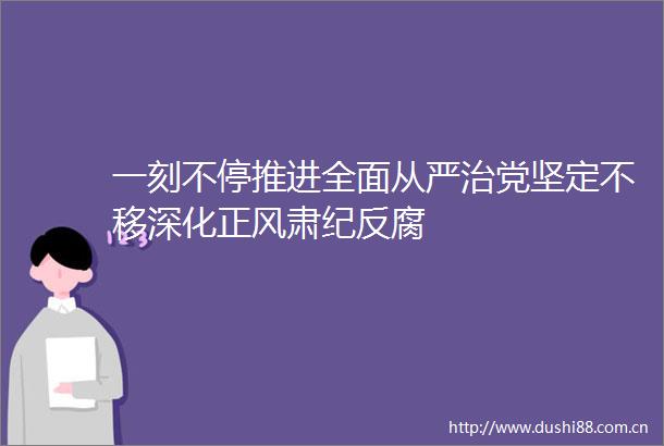 一刻不停推进全面从严治党坚定不移深化正风肃纪