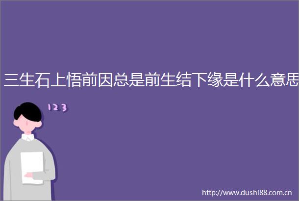 三生石上悟前因总是前生结下缘是什么意思