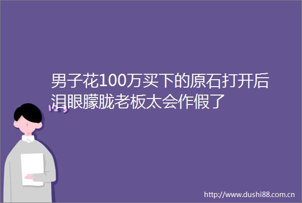 男子花100万买下的原石打开后泪眼朦胧老板太会作假了