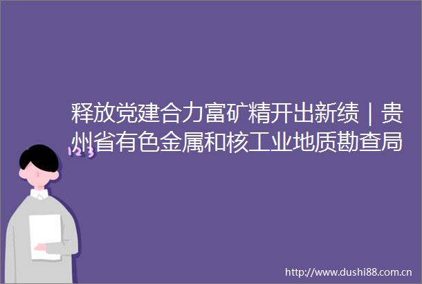 释放党建合力富矿精开出新绩｜贵州省有色金属和核工业地质勘查局的探矿实践