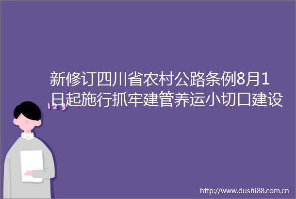 新修订四川省农村公路条例8月1日起施行抓牢建管养运小切口建设四好农村路