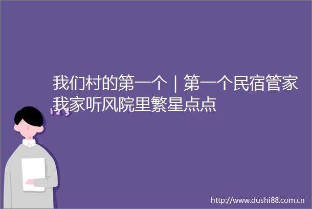 我们村的第一个｜第一个民宿管家我家听风院里繁星点点