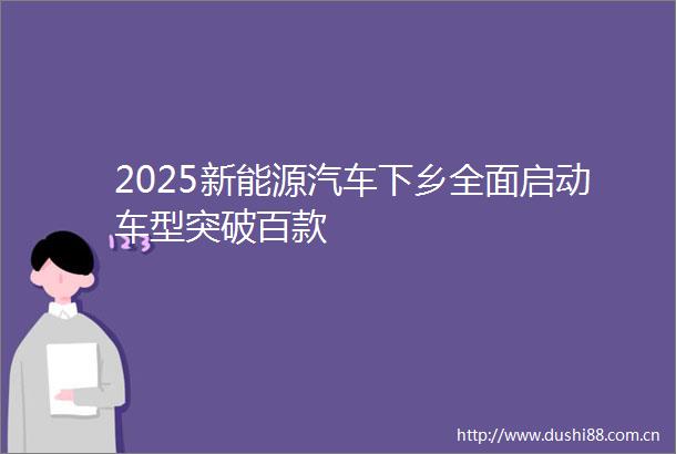 2025新能源汽车下乡全面启动车型突破百款