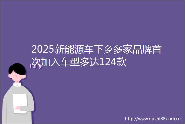 2025新能源车下乡多家品牌首次加入车型多达124款