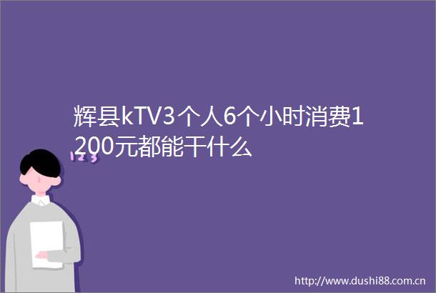 辉县kTV3个人6个小时消费1200元都能干什么