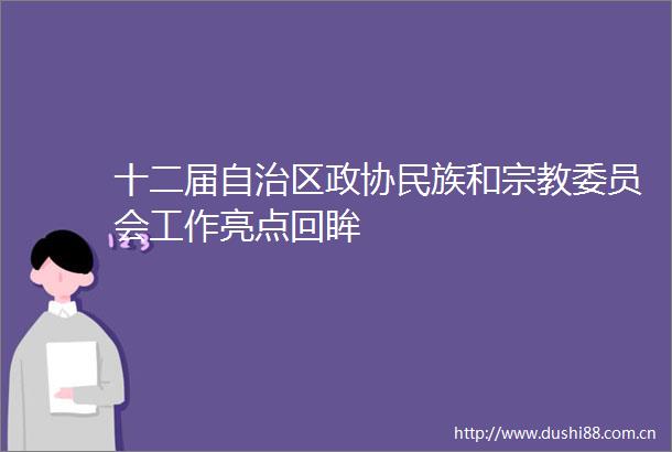 十二届自治区政协民族和宗教委员会工作亮点回眸