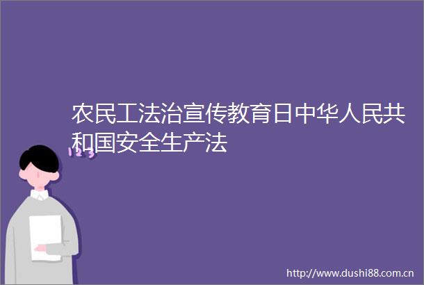 农民工法治宣传教育日中华共和国安全生产法