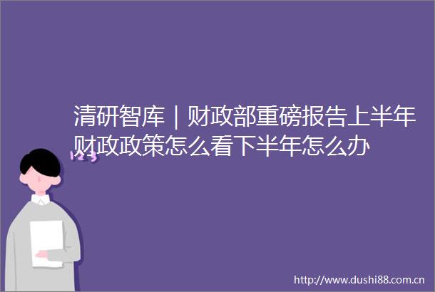 清研智库｜财政部重磅报告上半年财政政策怎么看下半年怎么办