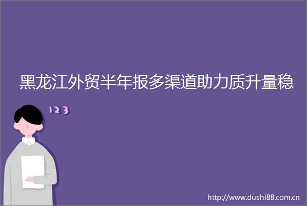 黑龙江外贸半年报多渠道助力质升量稳
