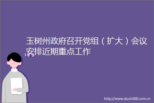 玉树州召开党组（扩大）会议安排近期重点工作