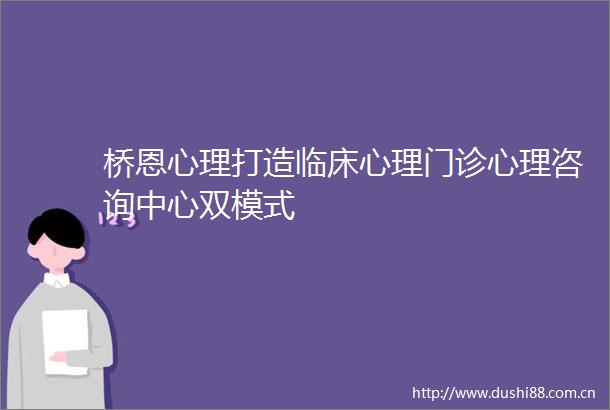 桥恩心理打造临床心理门诊心理咨询中心双模式