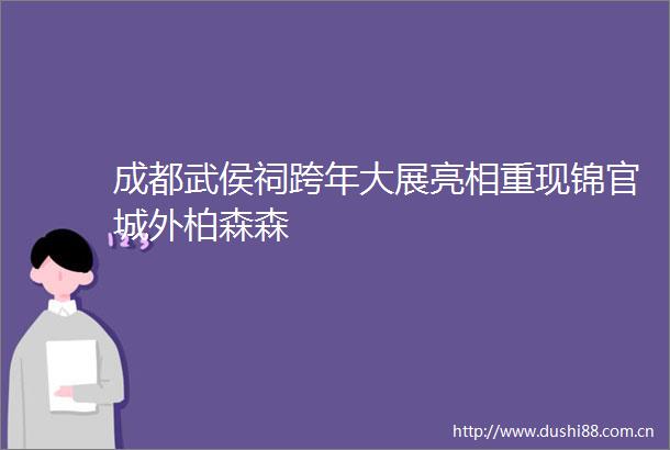成都武侯祠跨年大展亮相重现锦官城外柏森森