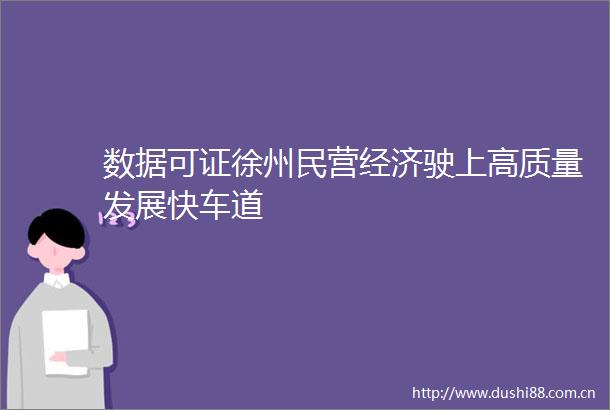 数据可证徐州民营经济驶上高质量发展快车道