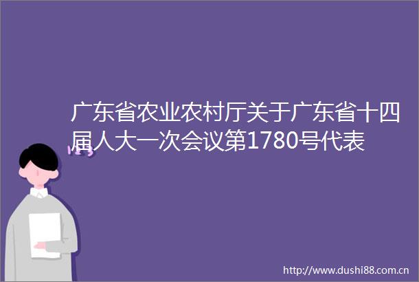 广东省农业农村厅关于广东省十四届人大一次会议第1780号代表建议答复的函
