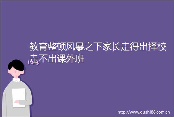 教育整顿风暴之下家长走得出择校走不出课外班
