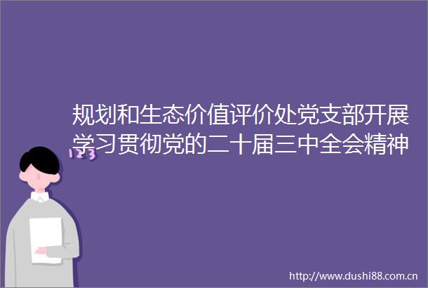 规划和生态价值评价处党支部开展学习贯彻党的二十届三中全会精神培训