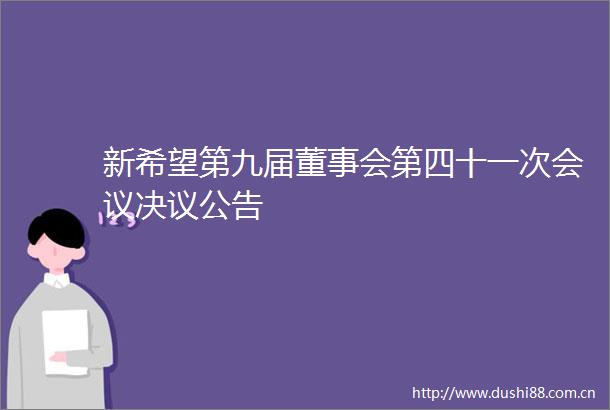新希望第九届董事会第四十一次会议决议公告