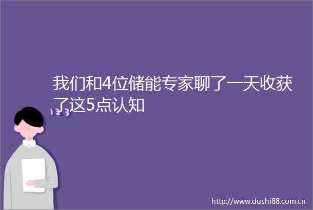 我们和4位储能专家聊了一天收获了这5点认知