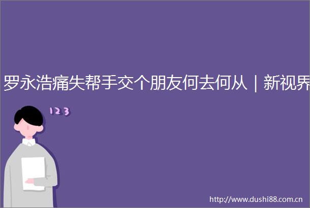 罗永浩痛失帮手交个朋友何去何从｜新视界