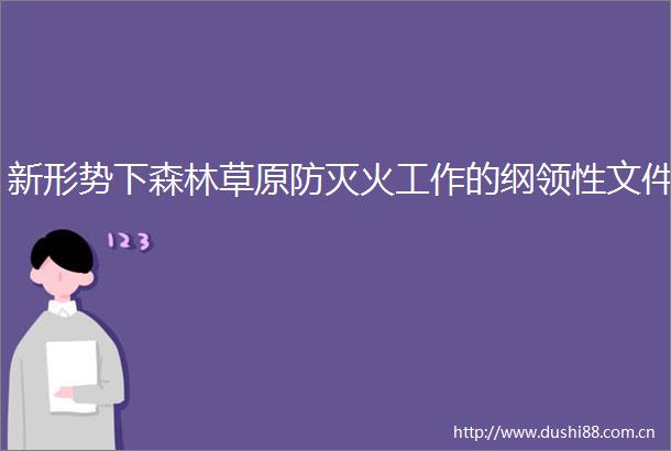 新形势下森林草原防灭火工作的纲领性文件
