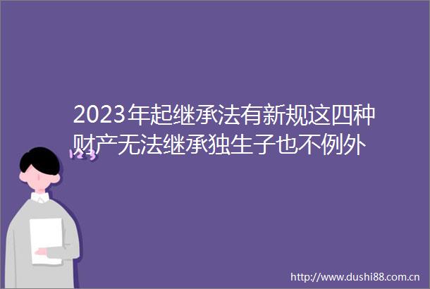 2023年起继承法有新规这四种财产无法继承独生子也不例外