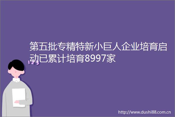 第五批专精特新小巨人企业培育启动已累计培育8997家