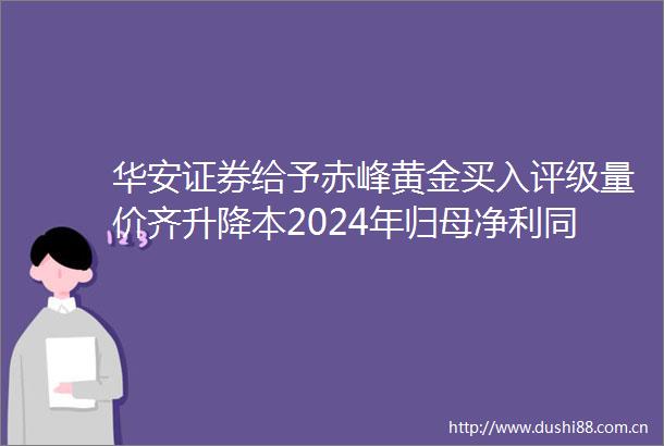 华安证券给予赤峰黄金买入评级量价齐升降本2024年归母净利同增119