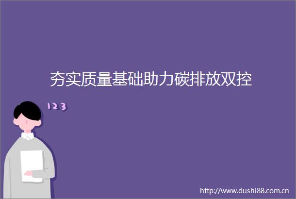 夯实质量基础助力碳排放双控