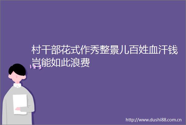 村花式作秀整景儿百姓血汗钱岂能如此浪费