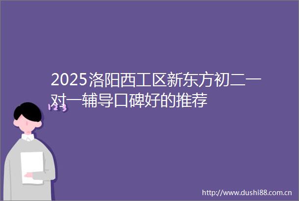 2025洛阳西工区新东方初二一对一辅导口碑好的推荐