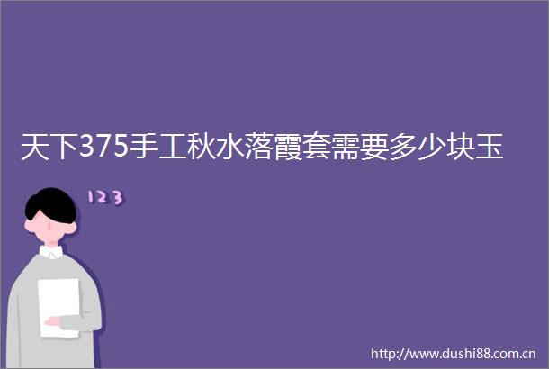 天下375手工秋水落霞套需要多少块玉