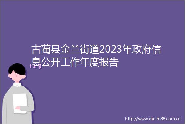 古蔺县金兰街道2023年信息公开工作年度报告