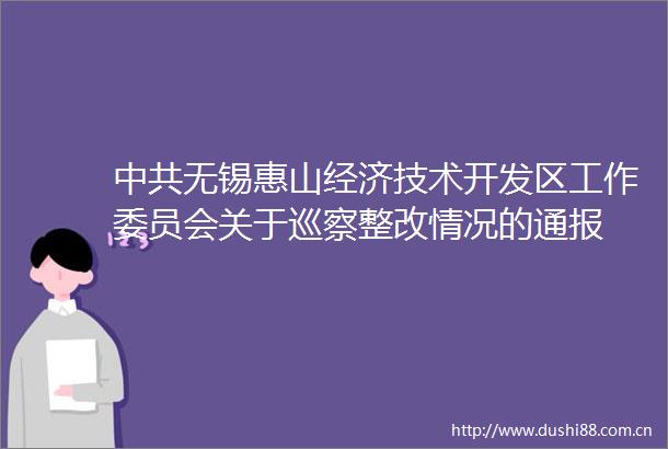 无锡惠山经济技术开发区工作委员会关于巡察整改情况的通报