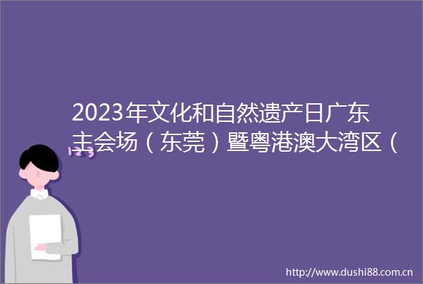 2023年文化和自然遗产日广东主会场（东莞）暨粤港澳大湾区（广东）龙舟邀请赛在东莞举行