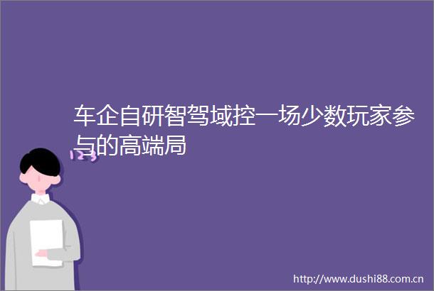 车企自研智驾域控一场少数玩家参与的高端局