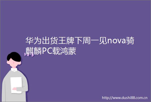 华为出货王牌下周一见nova骑麒麟PC载鸿蒙