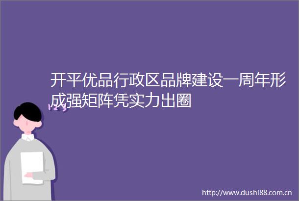 开平优品行政区品牌建设一周年形成强矩阵凭实力出圈