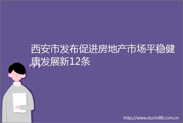 西安市发布促进房地产市场平稳健康发展新12条