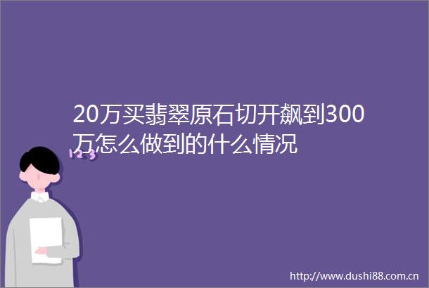 20万买翡翠原石切开飙到300万怎么做到的什么情况