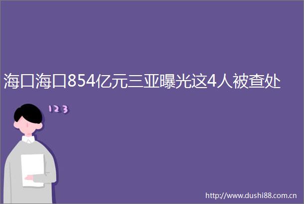 海口海口854亿元三亚这4人被查处